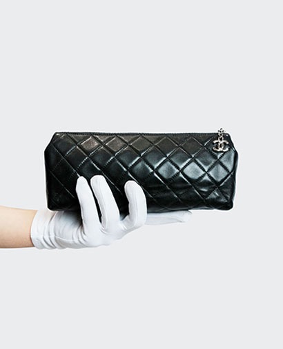 Chanel Cosmetic Pouch, &pound;295, Accessories, Black, Lambskin Leather, Front view